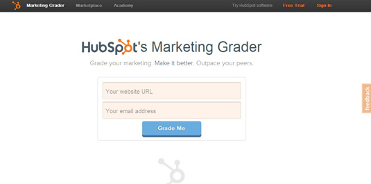 HubSpot marketing grader online marketing tool