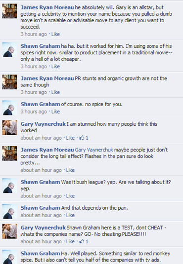 Facebook discussion about Red Monkey Foods, Gary Vaynerchuk