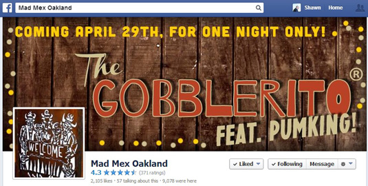 Facebook cover photo example for small businesses, Mad Mex
